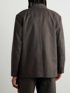Small Talk - Shawl-Lapel Double-Breasted Cotton-Canvas Suit Jacket - Brown