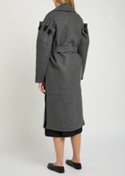 Akyn Zaria Bead-embellished Belted Wool Coat Grey