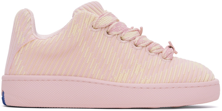 Photo: Burberry Pink Check Knit Box Sneakers