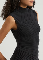 Alaïa Asymmetric Ribbed Wool Midi Dress Black