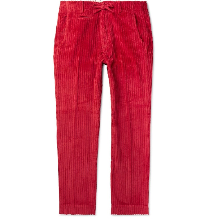 Photo: MAN 1924 - Tomi Tapered Cotton-Corduroy Drawstring Trousers - Red