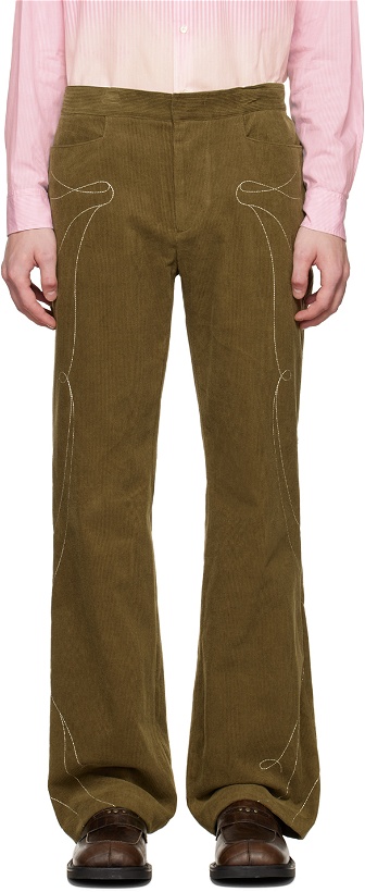 Photo: TheOpen Product SSENSE Exclusive Khaki Stitched Western Trousers