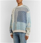 KAPITAL - Oversized Patchwork Bandana-Print Cotton-Jersey and Quilted Satin Sweatshirt - Blue