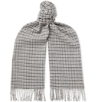 Dunhill - Fringed Checked Cashmere Scarf - Gray