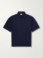 SAINT LAURENT - Cassandre-Embroidered Cotton-Piqué Polo Shirt - Blue