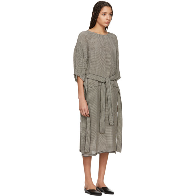 Sara Lanzi Black and White Check Balloon Sleeve Dress