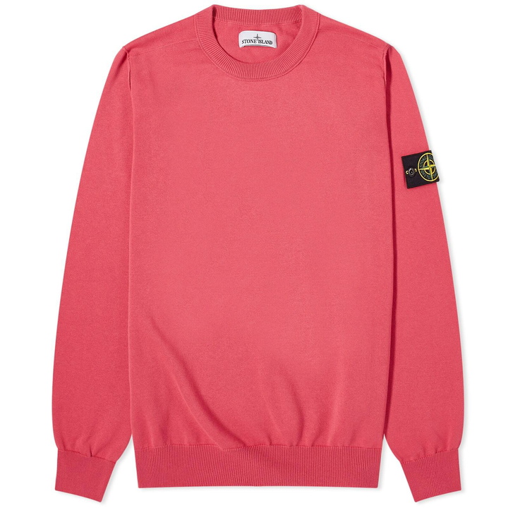 Photo: Stone Island Men's Soft Cotton Crew Neck Knit in Fuchsia