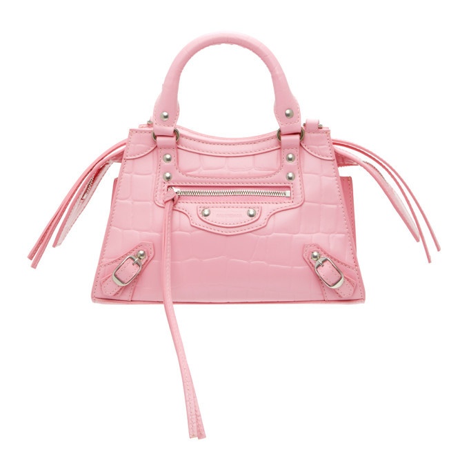 Balenciaga neo classic pink crocodile bag. RUNWAY EDITION