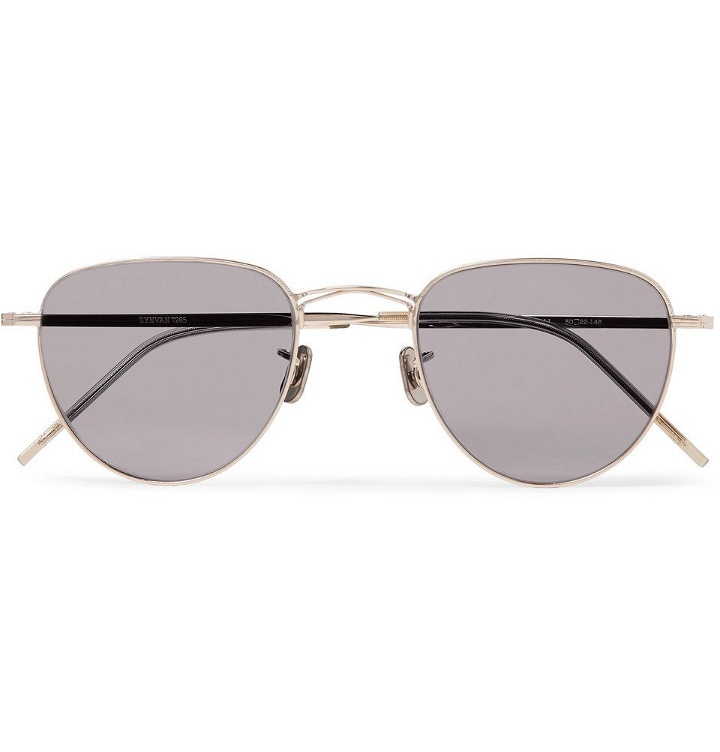 Photo: Eyevan 7285 - D-Frame Gold-Tone Titanium Sunglasses - Gray