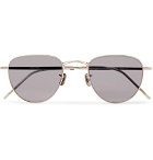 Eyevan 7285 - D-Frame Gold-Tone Titanium Sunglasses - Gray