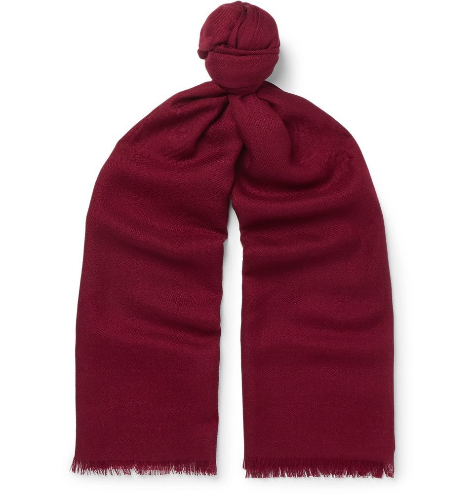 美品　Loro Piana 100% Cashmere マフラー バーガンディ Loro Piana - Fringed Cashmere and Silk-Blend Scarf - Burgundy Loro