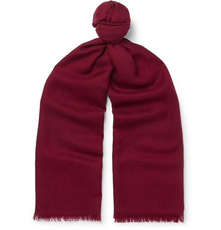 Photo: Loro Piana - Fringed Cashmere and Silk-Blend Scarf - Burgundy