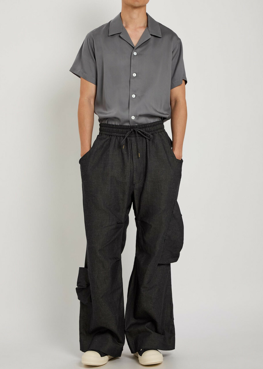 Vivienne Westwood Achilles Draped Wide-leg Cotton-blend Cargo Trousers Navy