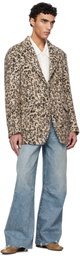 R13 Brown Oversized Ragged Blazer