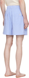 Tekla Blue Poplin Pyjama Shorts