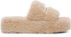 Balenciaga Beige Furry Platform Slides