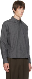 AMOMENTO Gray Floral Basic Shirt