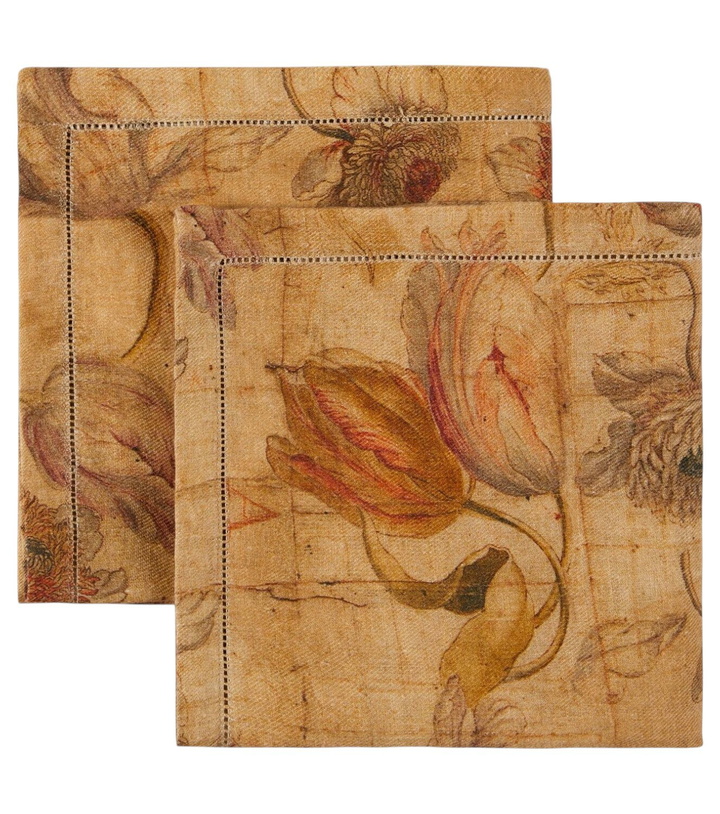 Photo: The House of Lyria Otus set of 2 printed linen napkins