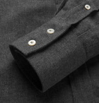 Brunello Cucinelli - Slim-Fit Cutaway-Collar Cotton-Flannel Shirt - Men - Gray