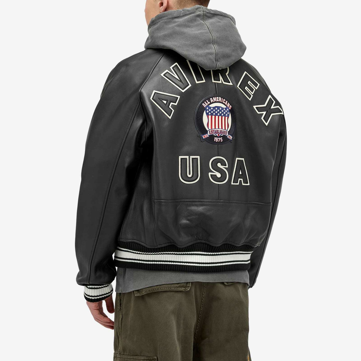Avirex Men's Icon Leather Jacket in Black