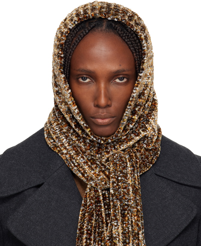 Photo: Dries Van Noten Brown Hooded Scarf