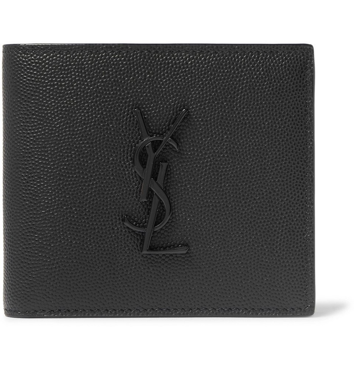 Photo: SAINT LAURENT - Logo-Embellished Pebble-Grain Leather Billfold Wallet - Black