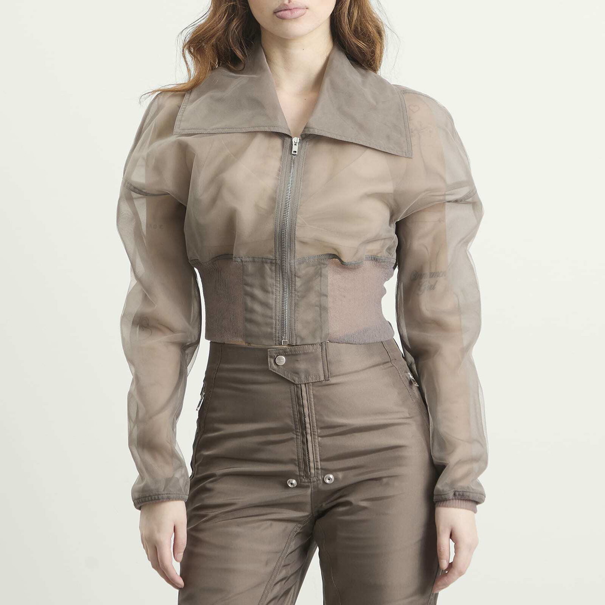 Rick Owens Women's Dracucollar Cropped Bomber Jacket in Dust