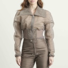 Rick Owens Women's Dracucollar Cropped Bomber Jacket in Dust
