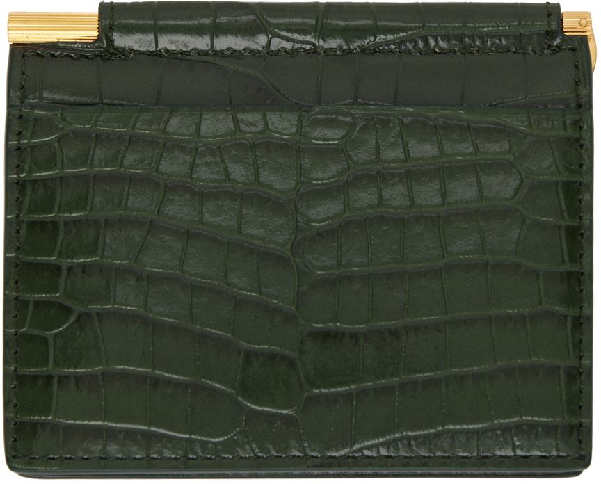 TOM FORD Green Leather Card Holder TOM FORD