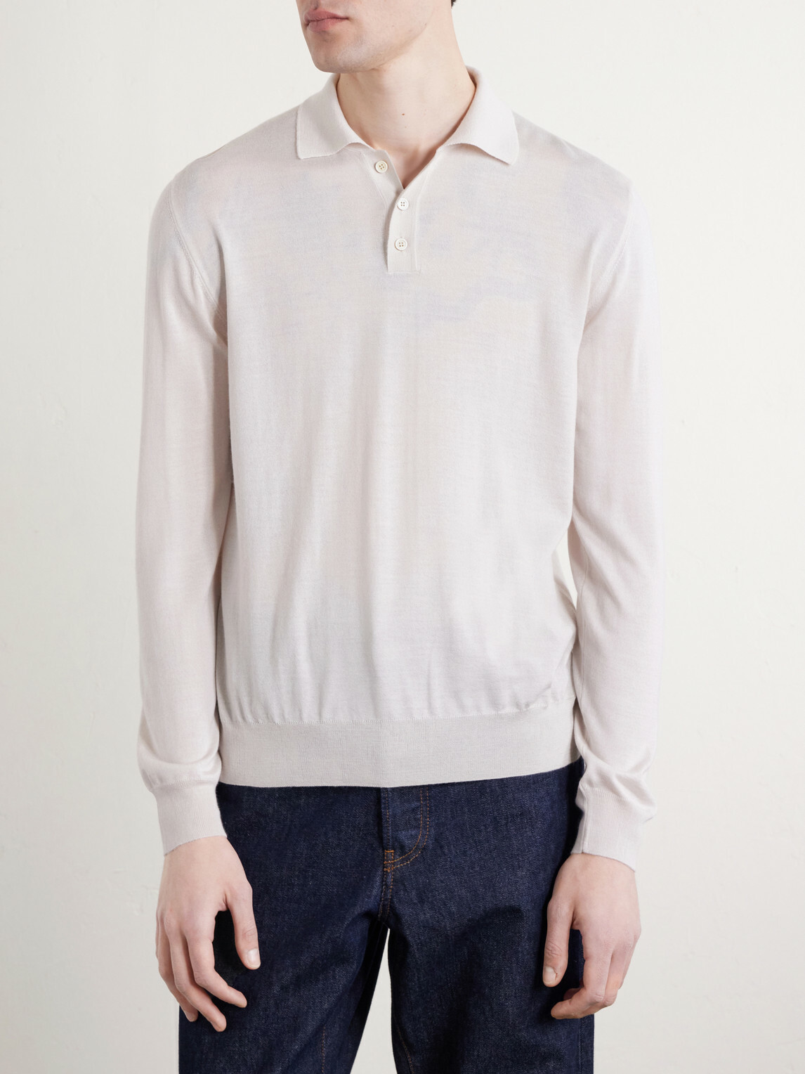 Slowear - Slim-Fit Cashmere and Silk-Blend Polo Shirt - Neutrals