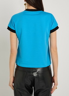 Versace Vintage Cropped Stretch-cotton T-shirt Blue