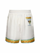 CASABLANCA - Tennis Club Print Silk Shorts