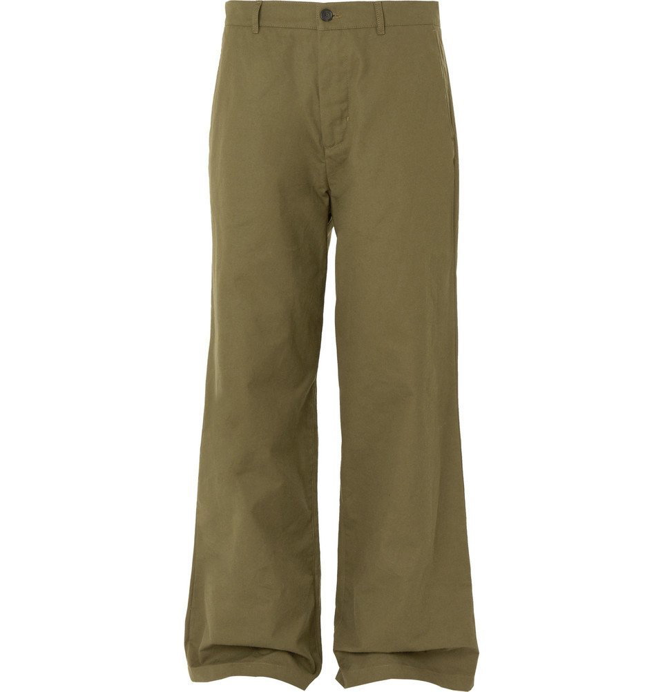 Balenciaga Wide-Leg Cotton-Canvas Chinos Men - Green