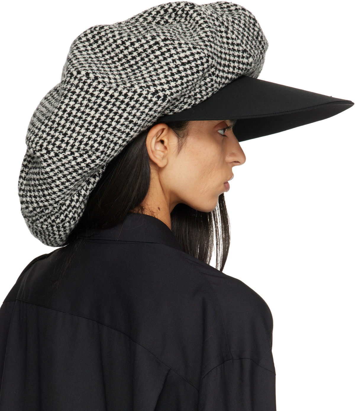 Junya Watanabe Black & White Wool Houndstooth Hat