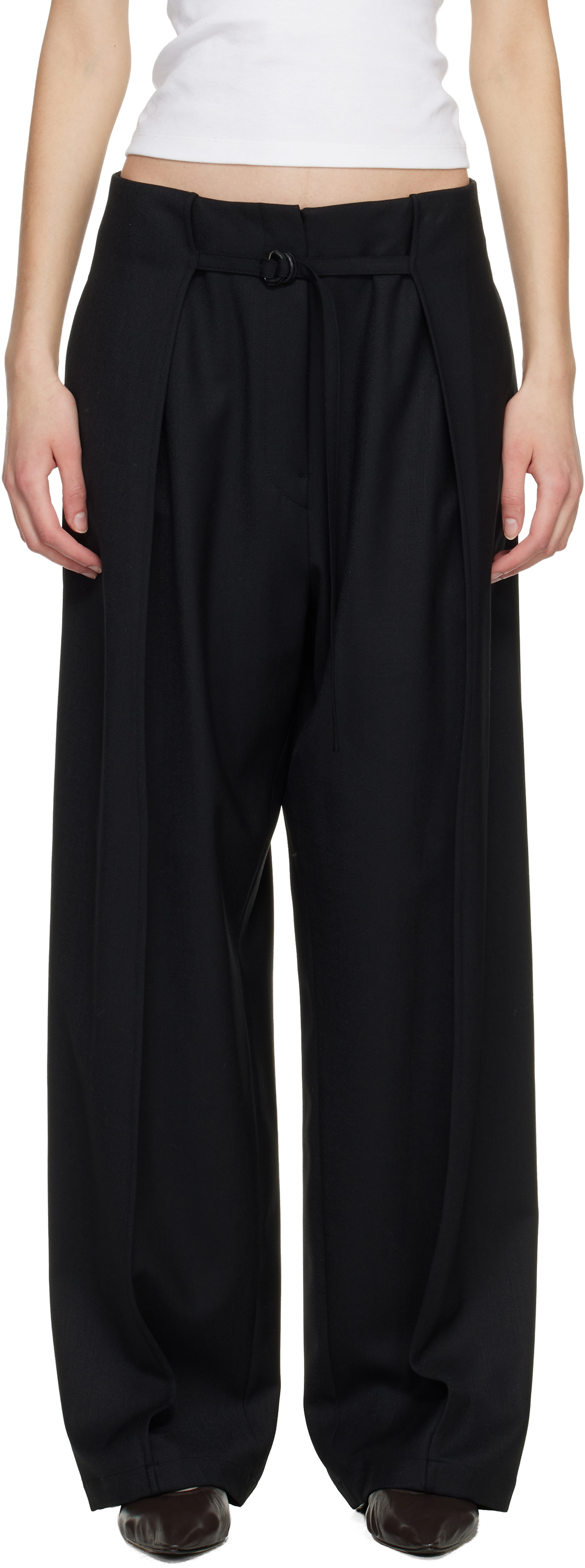 LE17SEPTEMBRE Black Tuck Tailored Trousers