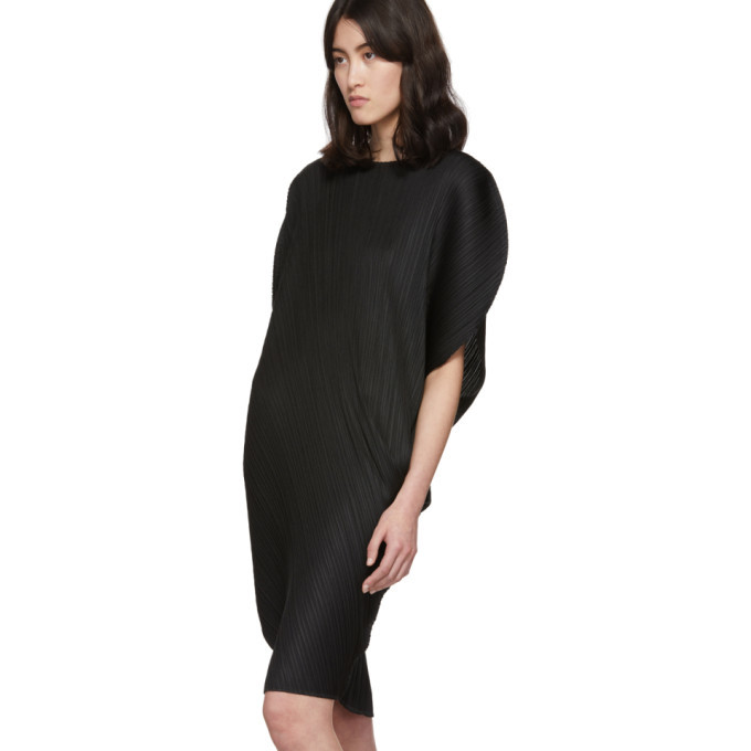 Pleats Please Issey Miyake Black Curved Pleats Dress Pleats Please