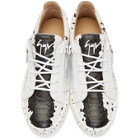 Giuseppe Zanotti White and Black Croc Frankie Sneakers