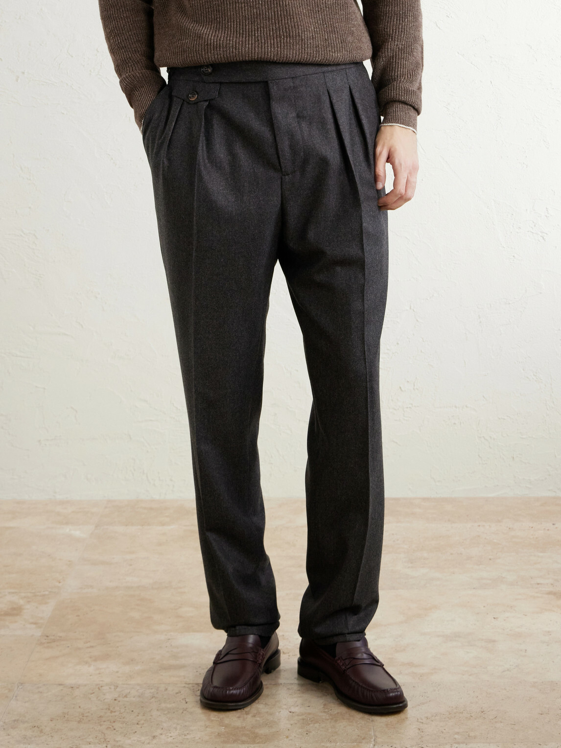Brunello Cucinelli - Straight-Leg Pleated Wool Trousers - Gray