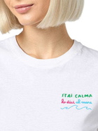 MC2 Saint Barth Woman Cotton Jersey Crewneck T-shirt Emilie With Stai Calma Lo Dici Al Mare Embroidery