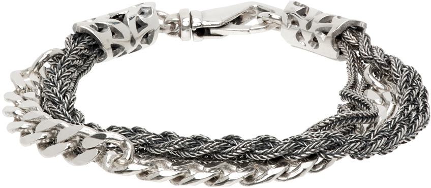 Emanuele Bicocchi Silver Double Braided Bracelet Emanuele