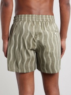 Frescobol Carioca - Rio Linen Blend Cabana Wave -Print Swim Short - Green