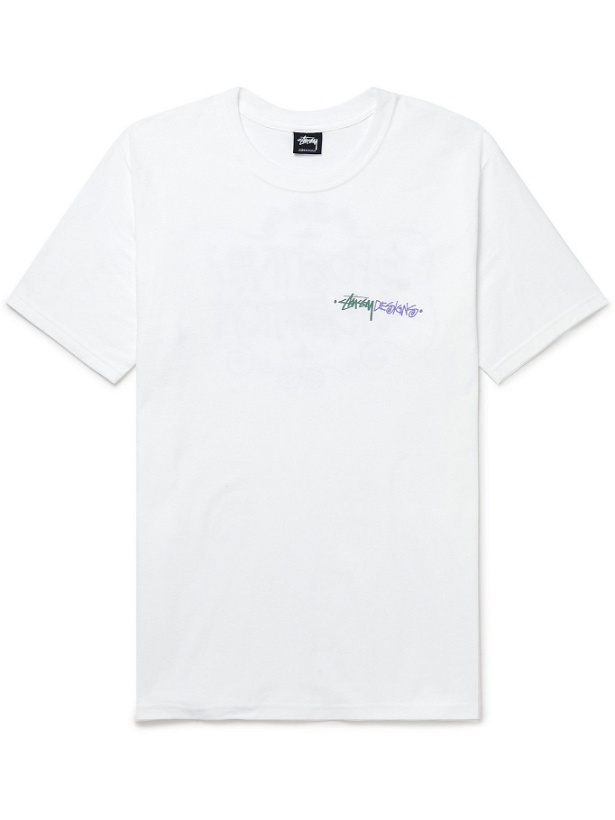 Photo: Stussy - Positive Vibrations Printed Cotton-Jersey T-Shirt - White