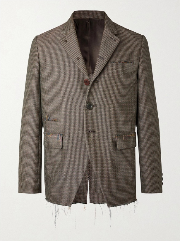 Photo: UNDERCOVER - Slim-Fit Distressed Checked Twill Blazer - Brown