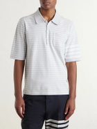 Thom Browne - Striped Cotton-Jersey Polo Shirt - Gray