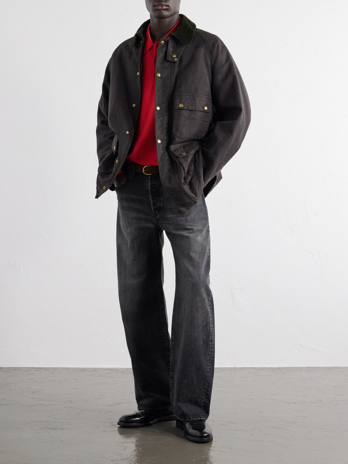 A.PRESSE - Corduroy-Trimmed Cotton-Blend Jacket - Green