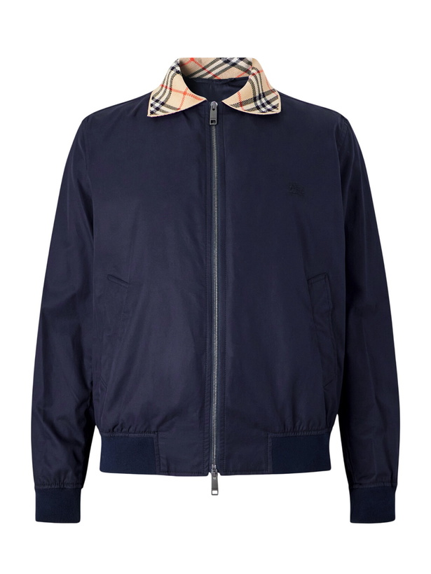 Photo: Burberry - Logo-Embroidered Checked Cotton-Gabardine Blouson Jacket - Blue