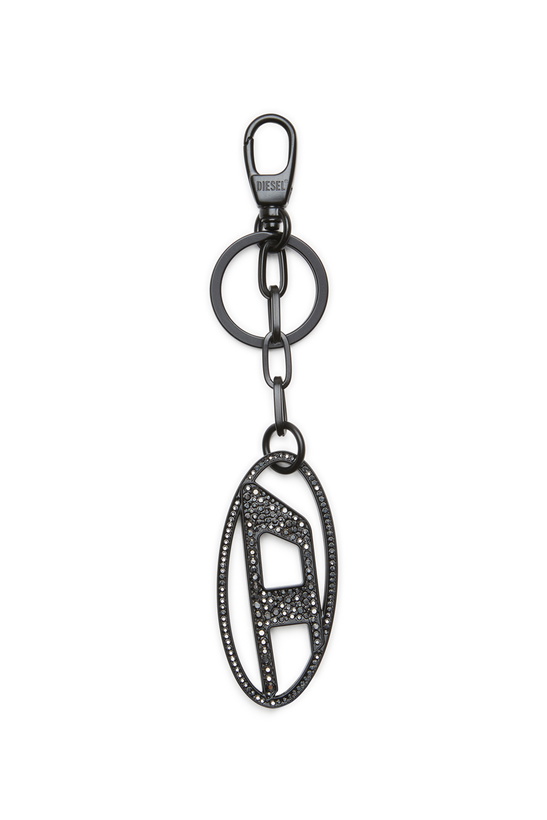 Photo: Diesel Metal Oval D keyring with crystals - Charms and Keyrings Womens in Black