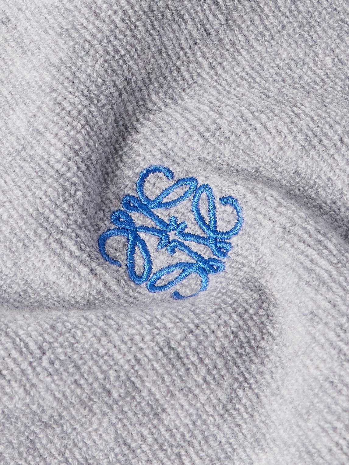 LOEWE - Logo-Embroidered Wool Hoodie - Gray
