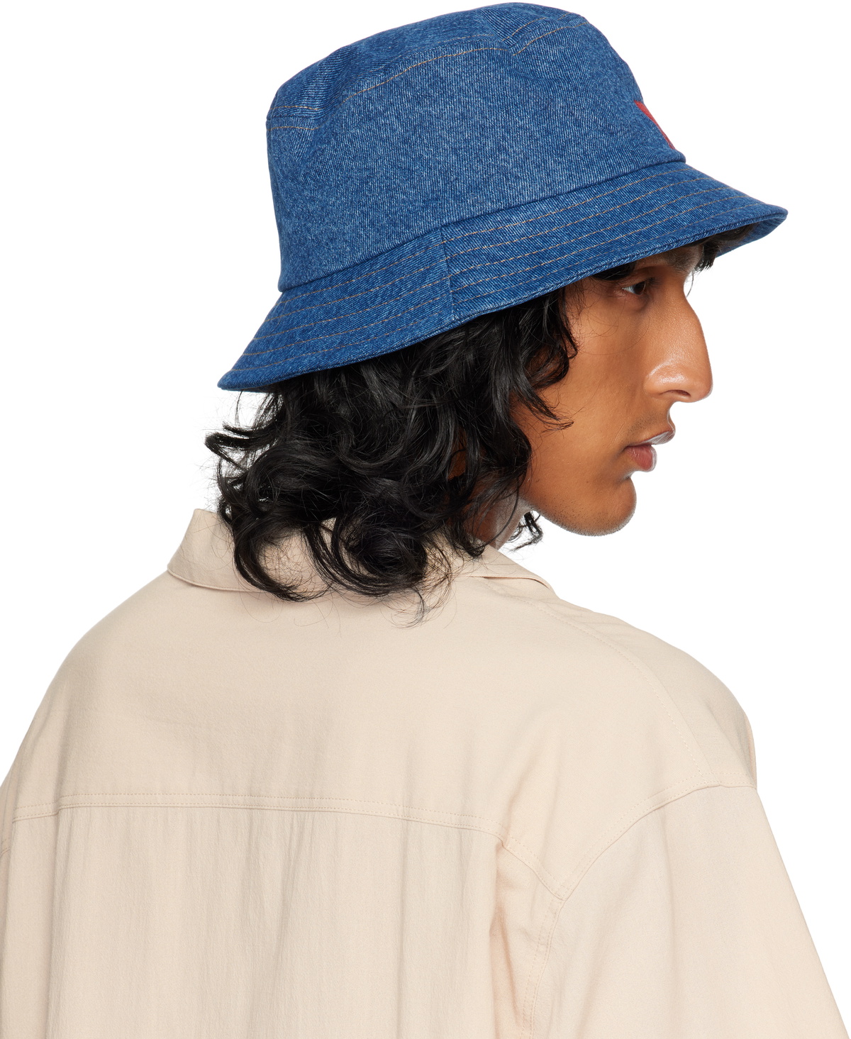 AMI Paris Blue Ami de Coeur Embroidery Bucket Hat AMI