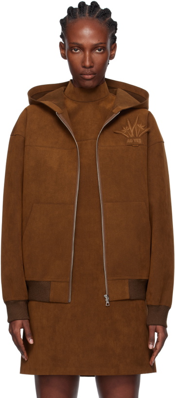 Photo: AO Yes Brown Hooded Faux-Suede Jacket
